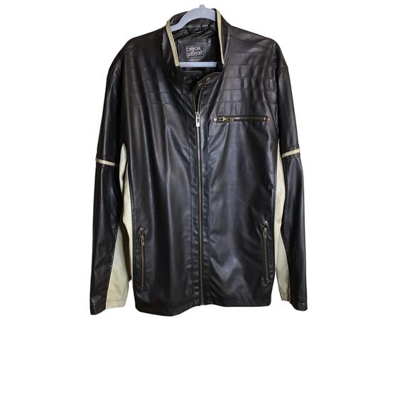 Distortion Custom Rags Men’s Vintage Faux Leather Motorcycle Jacket Sz.XXL  EUC - Picture 1 of 11